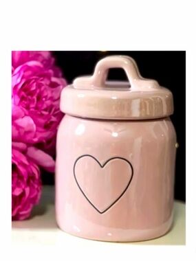 NEW Rae Dunn Mini Valentines Pink Iridescent Heart Canister